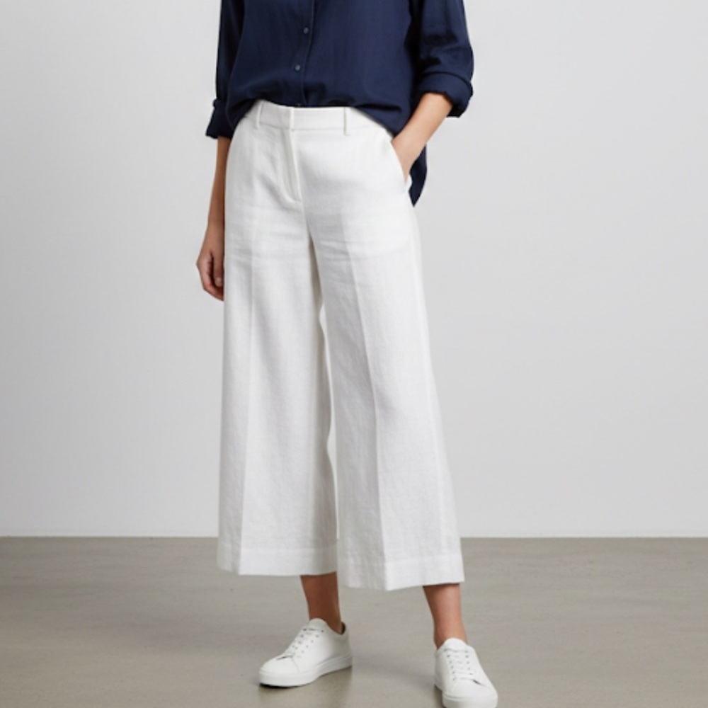 J Crew Gazebo Linen Wide Leg Cropped Pants Size 12